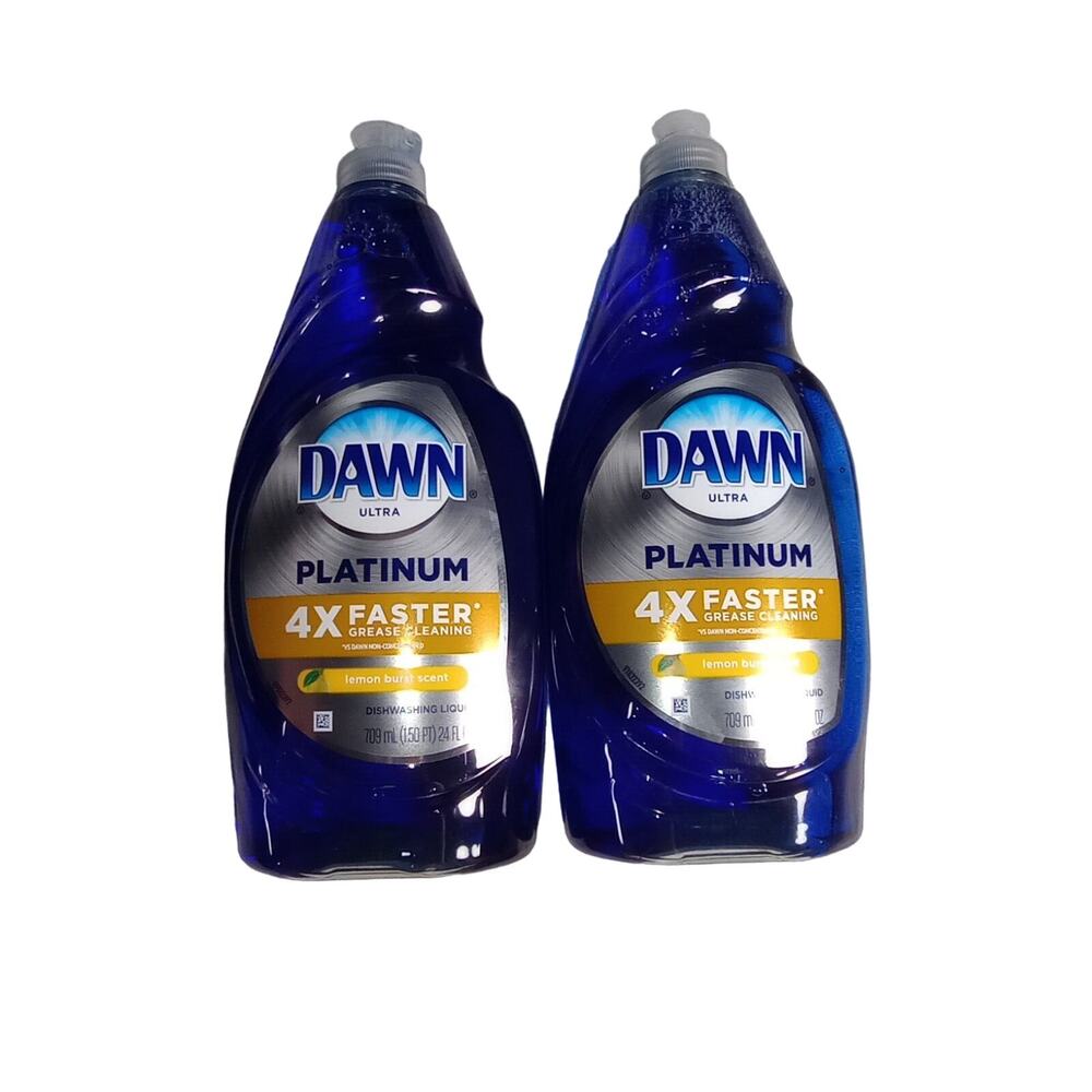 2 Pack Dawn Ultra Platinum 4x Faster Lemon Burst Scent Dishwashing Liquid 24oz